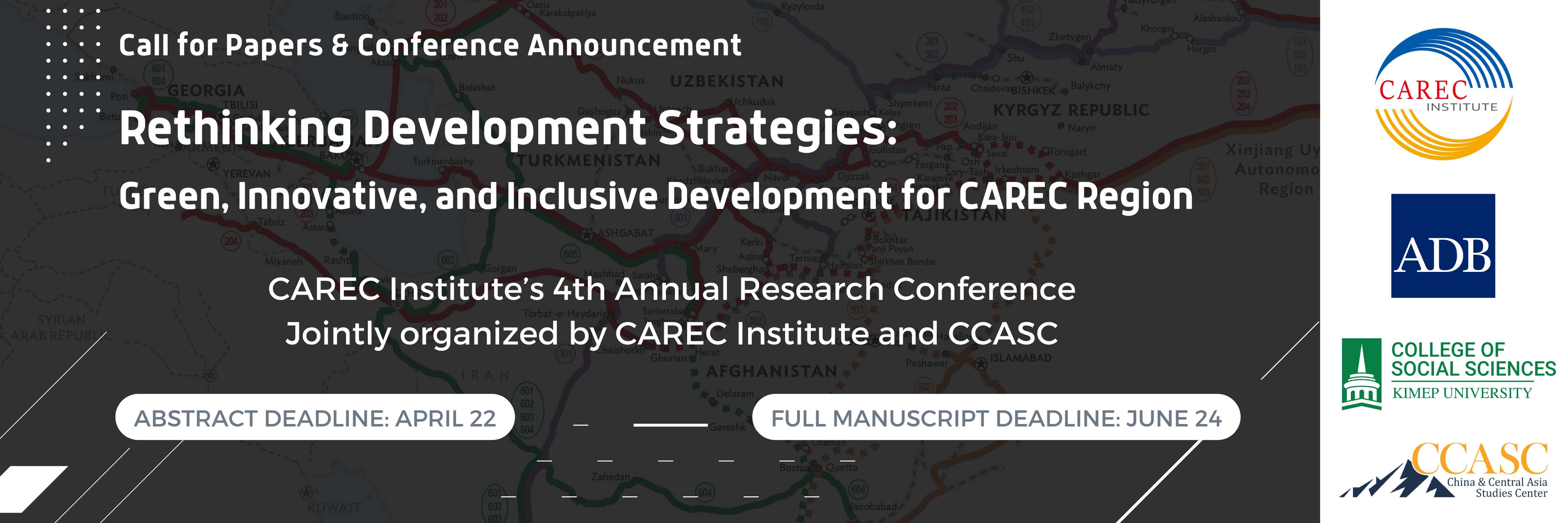 Call for Papers: Rethinking Development Strategies: Green, Innovative, and Inclusive Development for the CAREC region. Deadline Extended: May 13